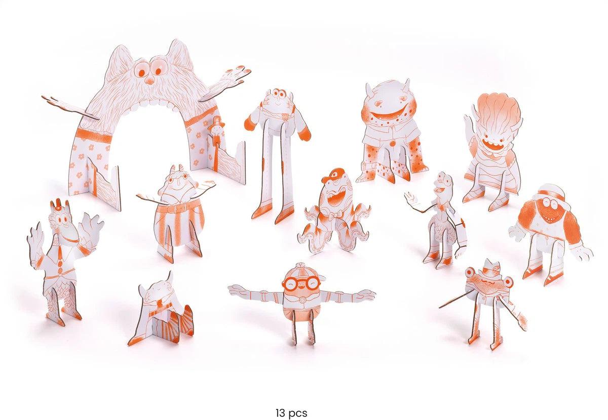 Hazlo tu mismo- Colorear-construir-jugar -Equipo de monstruos - itxikids