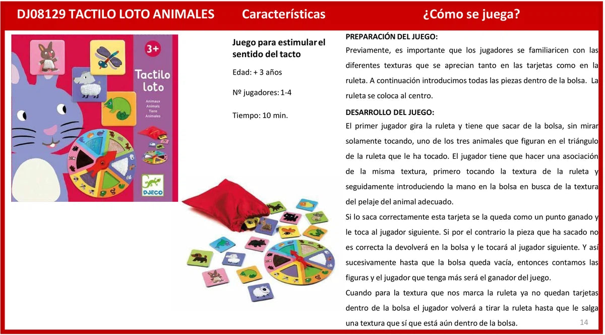 Juegos Educativos-Tactilo loto animales